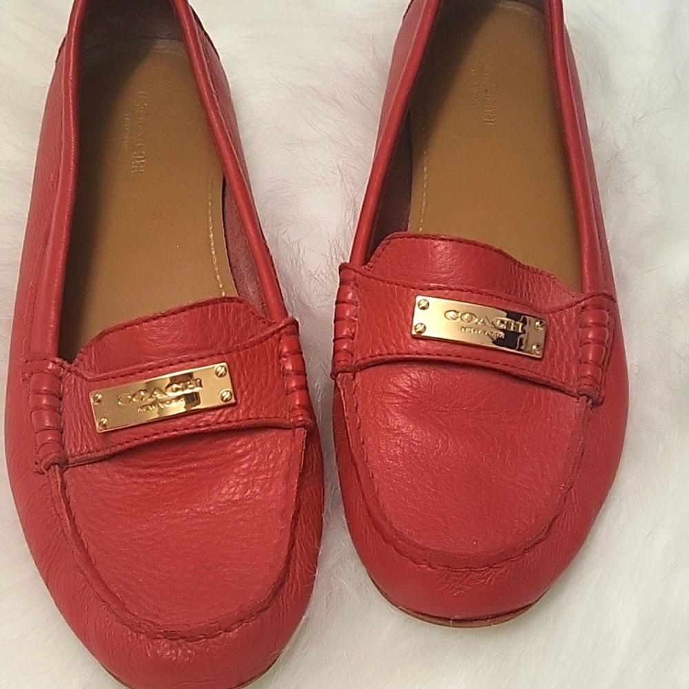 Coach red leather shoes